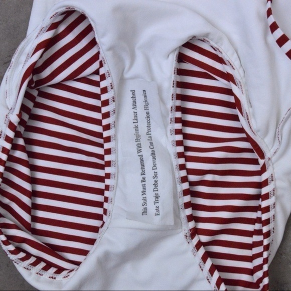 Kona Sol Twist Front Striped One Piece Swimsuit, Size Small - Red & White - Picture 6 of 8